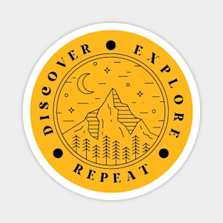 Discover Explore Repeat Vintage Minimal Line Art Adventurer Magnet